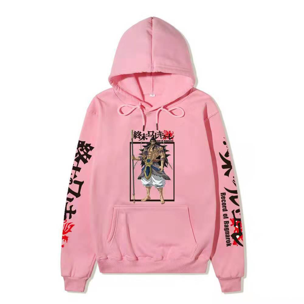 Record of Ragnarok Lu Bu Vollfarbiger Anime Hoodie Japanischer Drachen-Ärmeldruck Lässiger Pullover mit langen Ärmeln Sweatshirt