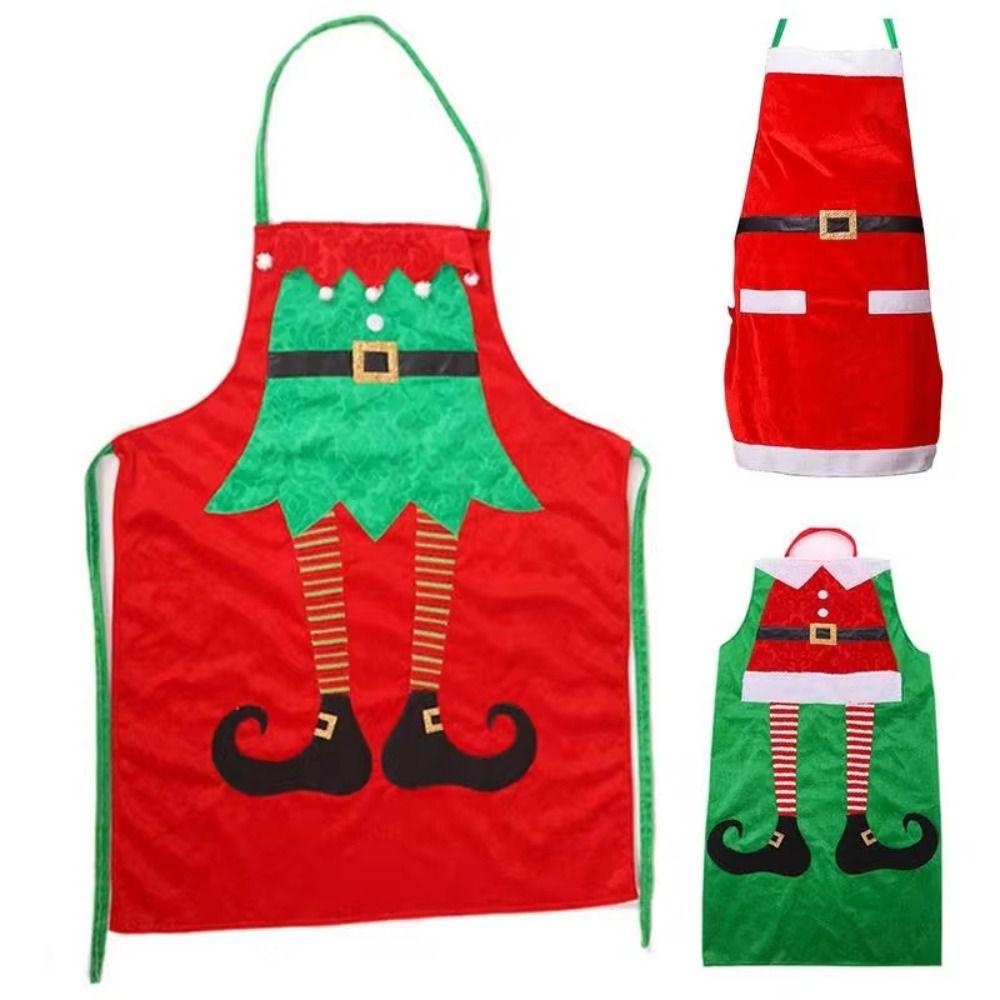 Cartoon Santa Claus Apron Velvet Kitchen Cooking Apron Gift Christmas Aprons  Festive