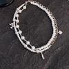 Adjustable Length Bowknot and Pearls Necklace Glass Beads Double Layer Choker Handmade Business Meeting Jewelry