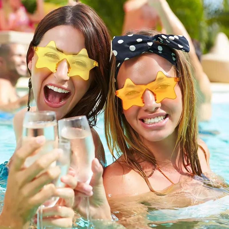 1-9 Stück Sternen-Sonnenbrillen Bunte Sternen-Brillen Transparente Süßigkeiten-Farben Sonnenbrillen für Männer Frauen Foto-Requisiten Geburtstagsparty Cosplay