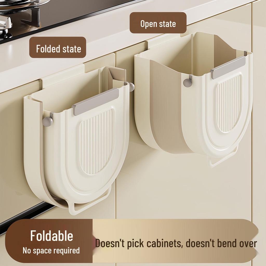 Foldable Wall-Mounted Kitchen Trash Can with Large Capacity