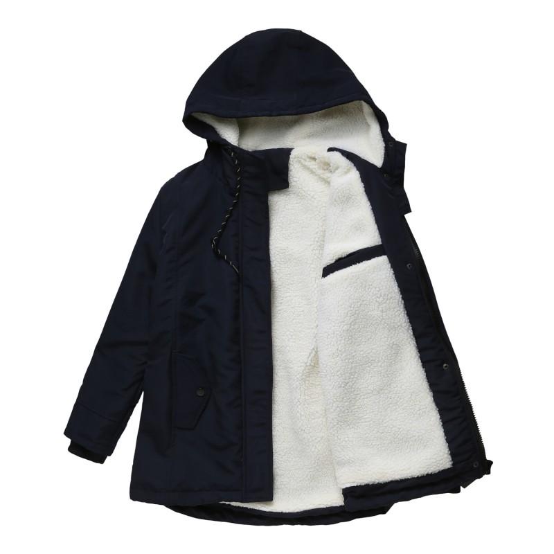 Womens Thick Winter Parka Coat With Fleece Lining Loose Fit Hooded Cotton Padded Jacket Long Sleeve