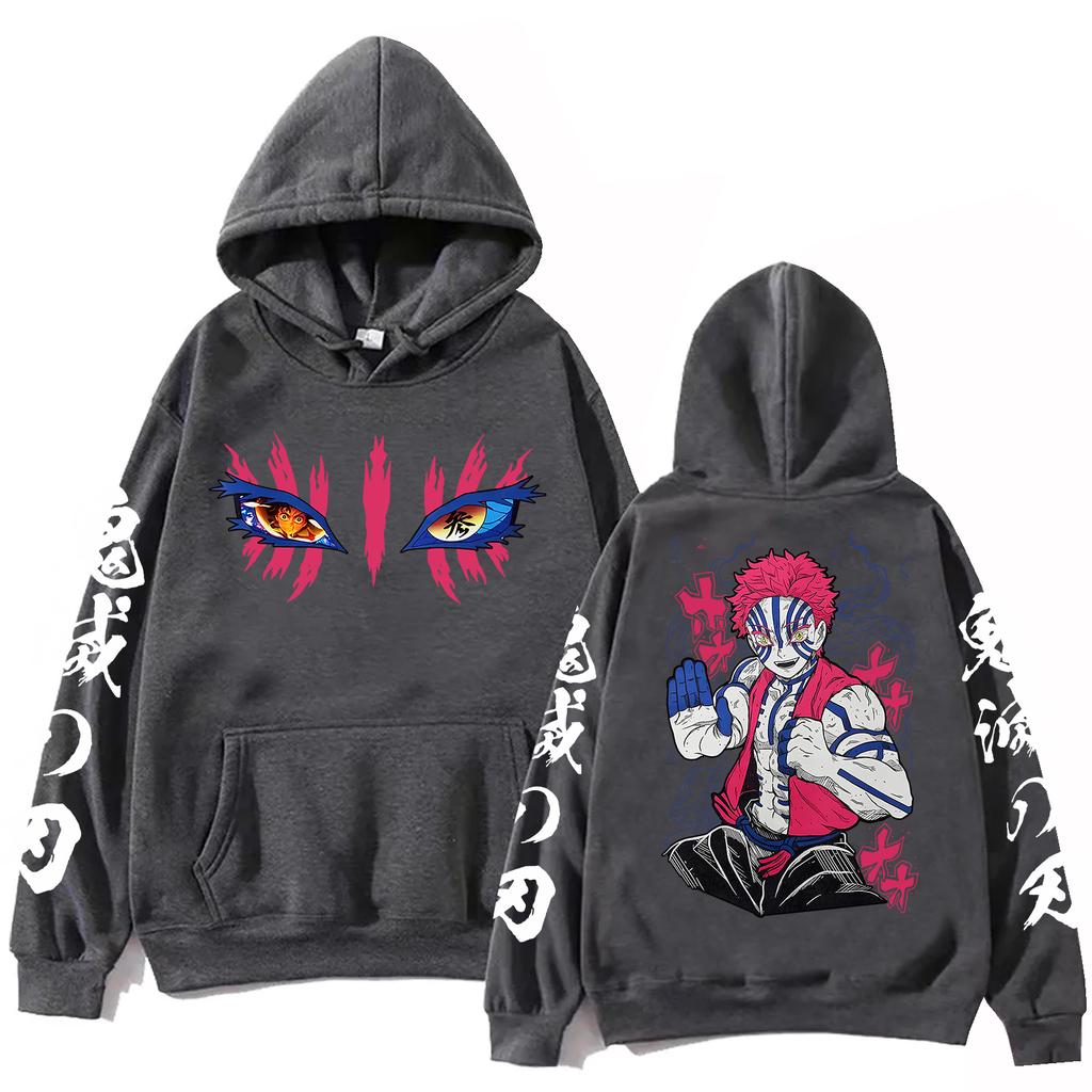 Anime Demon Slayer Infinity Castle Akaza Hoodie Men Women Harajuku Pullover Hoodie Y2k Clothes Tops
