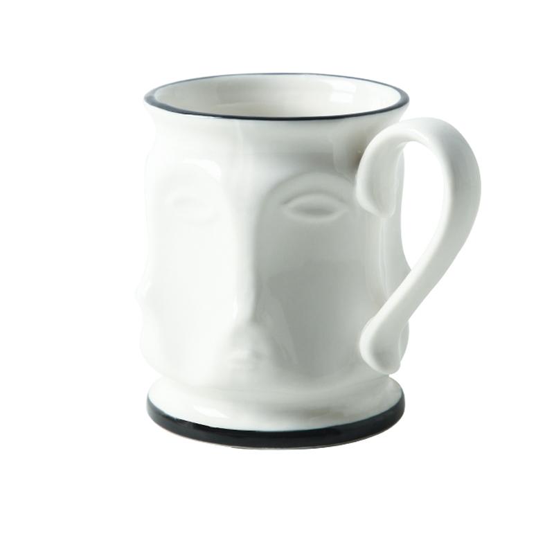 

Nordic Creative Porcelain Faces Mugs In Gold Black Rim Handmade Ceramic Coffee Tea Cups White Kitchen Office Drink Mug Cup Gifts