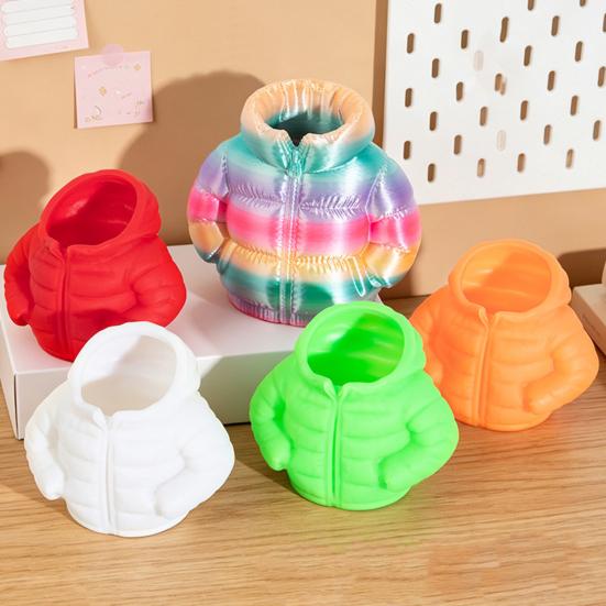 Puffer Jacket Pen Holder, 3D Printed Desk Organizer, Novelty Stationery Holder for Office Home, Creative Gift for Kids Students