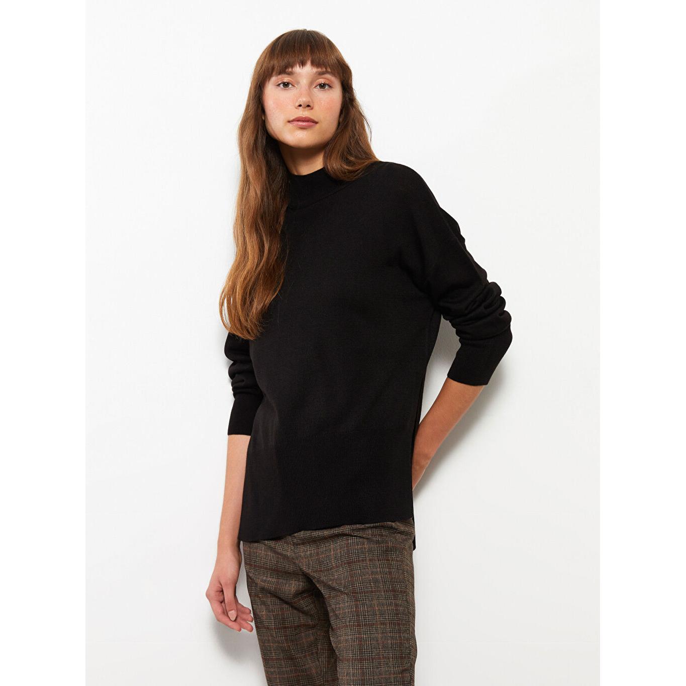 

Половина водолазки прямой с длинным рукавом женский трикотаж свитер черный