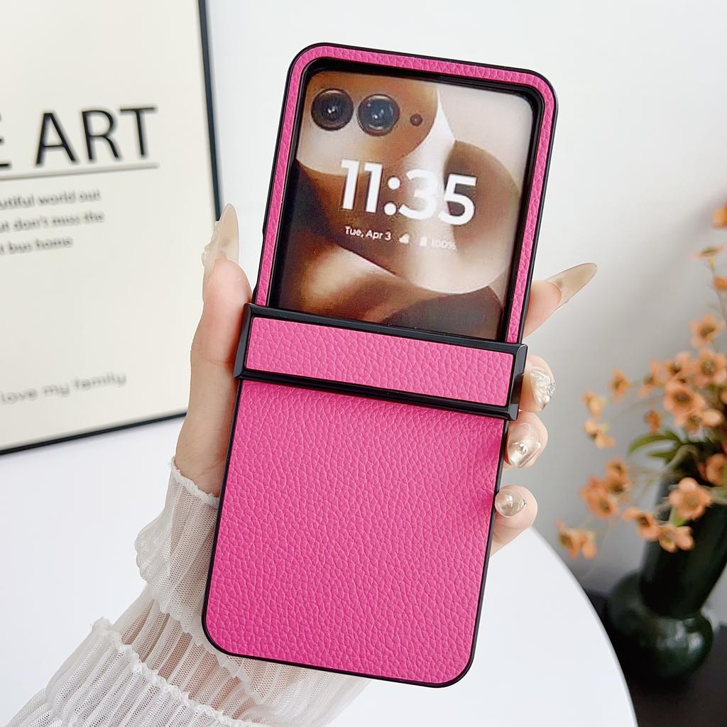 Luxe Harde Leren Telefoonhoes voor Motorola Razr 70 60 50 70 Ultra Razr 70+ Scharnierbescherming Beschermende Schokbestendige Cover