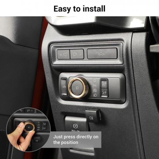 5pcs AC Headlight Radio Switch Control Knob Ring Trim Cover For Ford F150 Gold