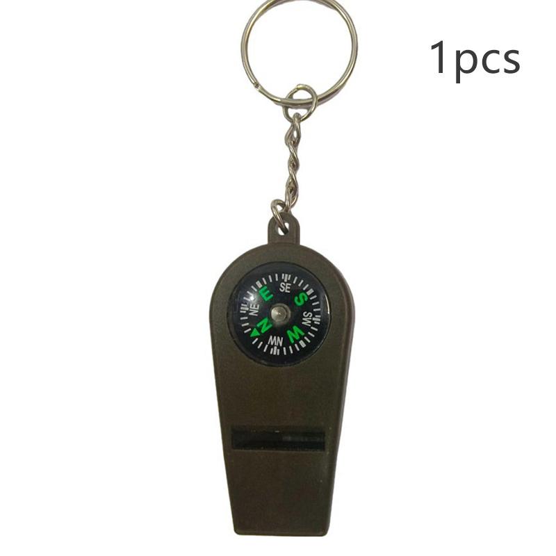 

2 In 1 Emergency Whistle Multifunction Thermometer Survival Whistle Compass Green Outdoor Whistle Fishing Hiking 1pcs зелений