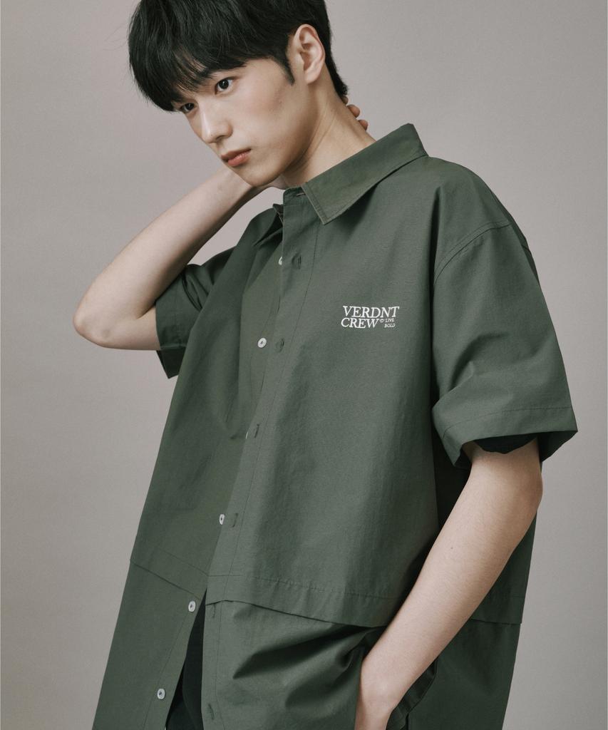 Beodeonteu Oversized Nylon Flap Shirt [Khaki]