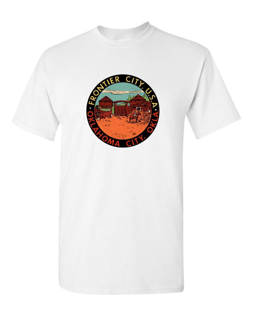 T Shirt Vtg Travel Art Cotton Oklahoma Frontier City State Souvenir Tourist M