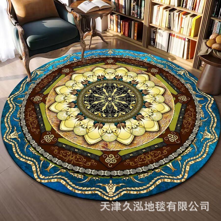 Circular Carpet Bedroom Living Room Carpet Coffee Table Carpet Home Sofa Circular Mat Ethnic Style Carpet