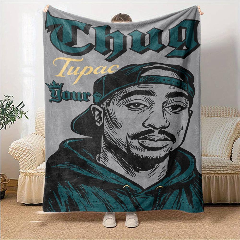 2pac Customize Your Name Blanket Lightweight Customizable Blanket Comfortable Perfect for Nap Seaside Office Living Room Four Seasons Multipurpose