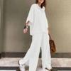 Solid-color Loose Two-piece Women's Casual Loose Pants Set, Women's Retro Women's Clothing