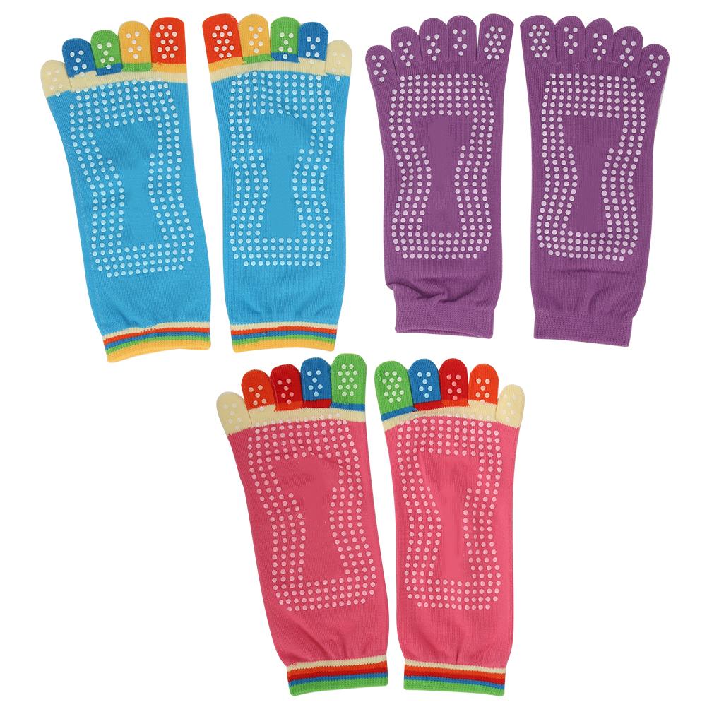 Calcetines de Dedos Cómodos de Algodón de Alta Calidad Coloridos Antideslizantes para Yoga Cinco Dedos