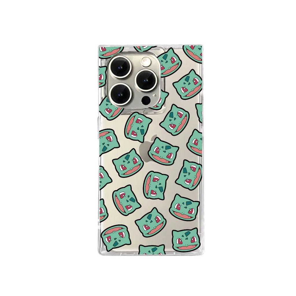 Clear Square Back Tube Case Protection For iPhone 11 15 Plus 13 16 ProMax 14 Pro Max 12 Anti-Oxygen,Miumiu Seed Pattern Casing