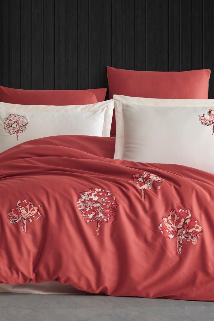 

100% бавовняний сатин з вишивкою на корені, набір підодіяльників, підодіяльник 200x220, простирадло 240x260, подвійний розмір, повний розмір, помаранчевий