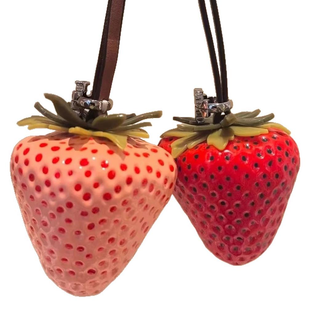 Strawberry Pendant Keychain Cute Red Pink Bag Decoration Accessory Pendant