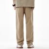 American twill boys' trousers straight loose trendy casual pants personalized solid color elastic waist casual long pants men