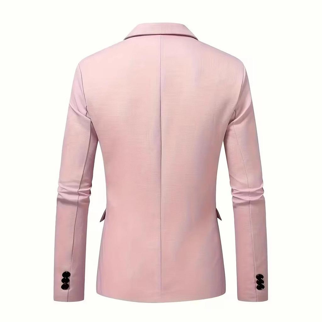 Herbst Neue Herren Einfarbig Slim Fit Anzugjacke mit Brustattrappe und Innenfutter