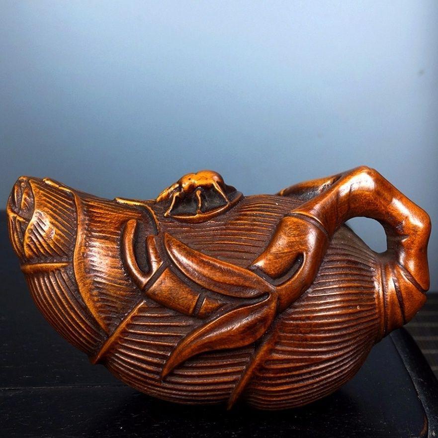Red Sandalwood Teapot Handle Ornament - Solid Wood Carving Craft