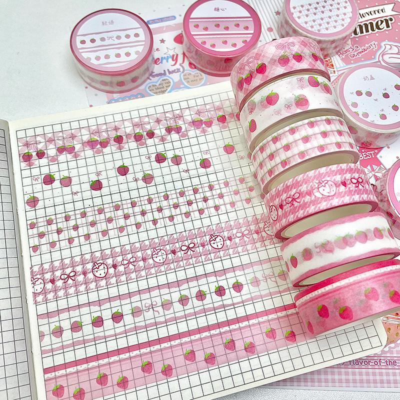 6pcs/lot Strawberry Apple Fruit Tape Cute Cartoon Creative Decorative Washi Tape School Stationery