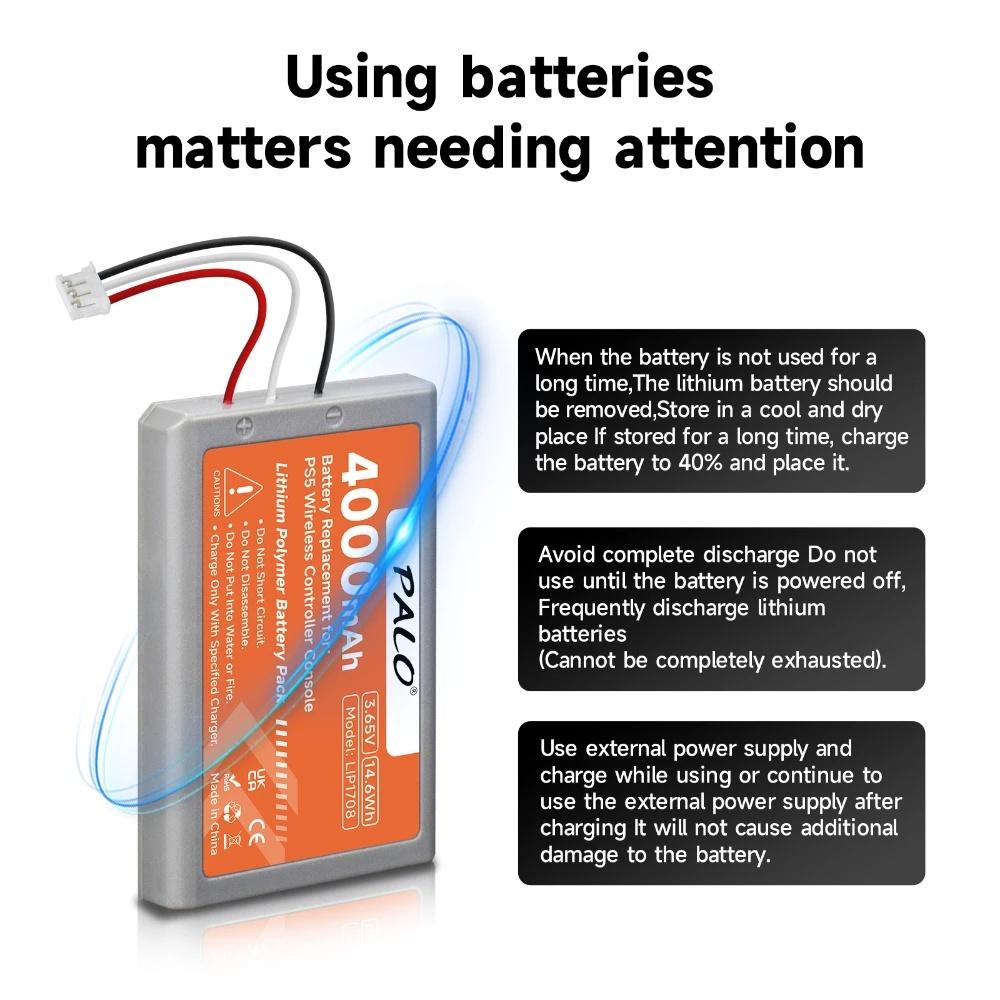 4000mAh Replacement Battery LIP1708 For Sony PS5 Wireless Controller Battery Playstation 5 DualSense Game Controller CFI-ZCT1W CFI-ZCT1J