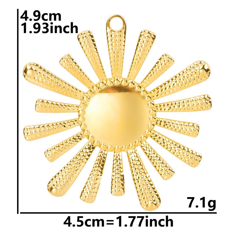 6pcs Real Gold Plated Sun Charms For Jewelry Making Supplies Stainless Steel Charm Pendants Heart Moon Thread Sunshine Material