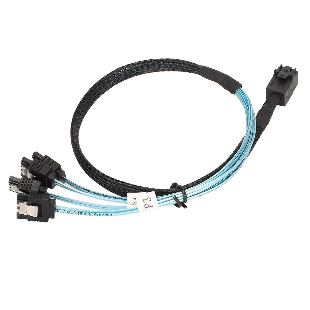 12GBPS Mini SAS HD SFF 8643 to 4 SATA 3.0 Cable PVC Dual Channel 7P Server Hard Disk Array Data Line 0.5m 1.6ft