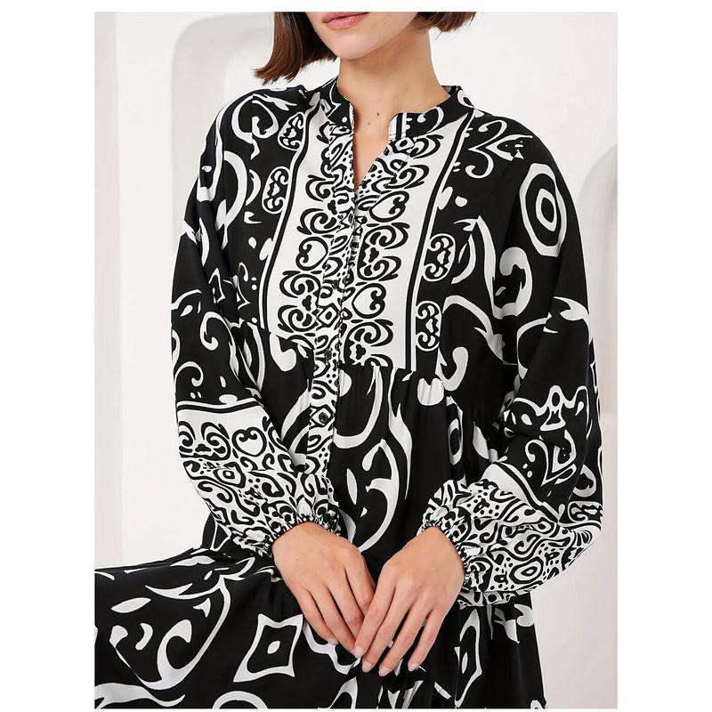 Western Style New Fashion Casual Loose Robe Print Long Sleeve Dress Printed Loose Dress