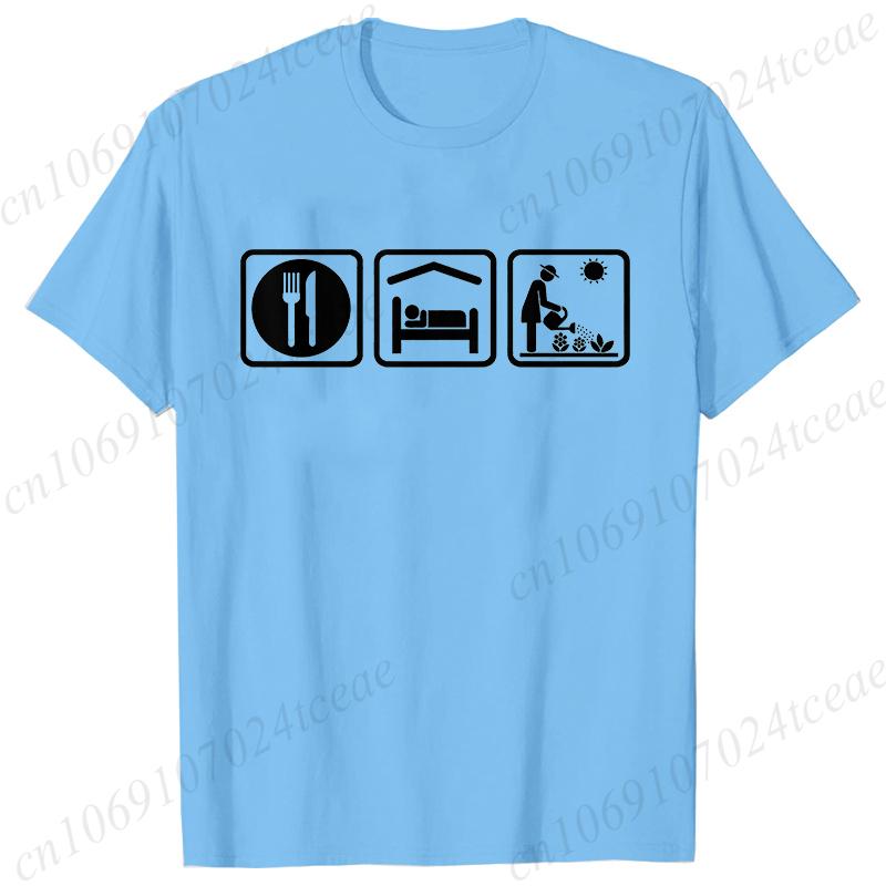 Watering Plants Depicting Garden Care Funny T-Shirt for Women Garden Graphic Casual Tops Funny Short Sleeve Tee Female Clothing