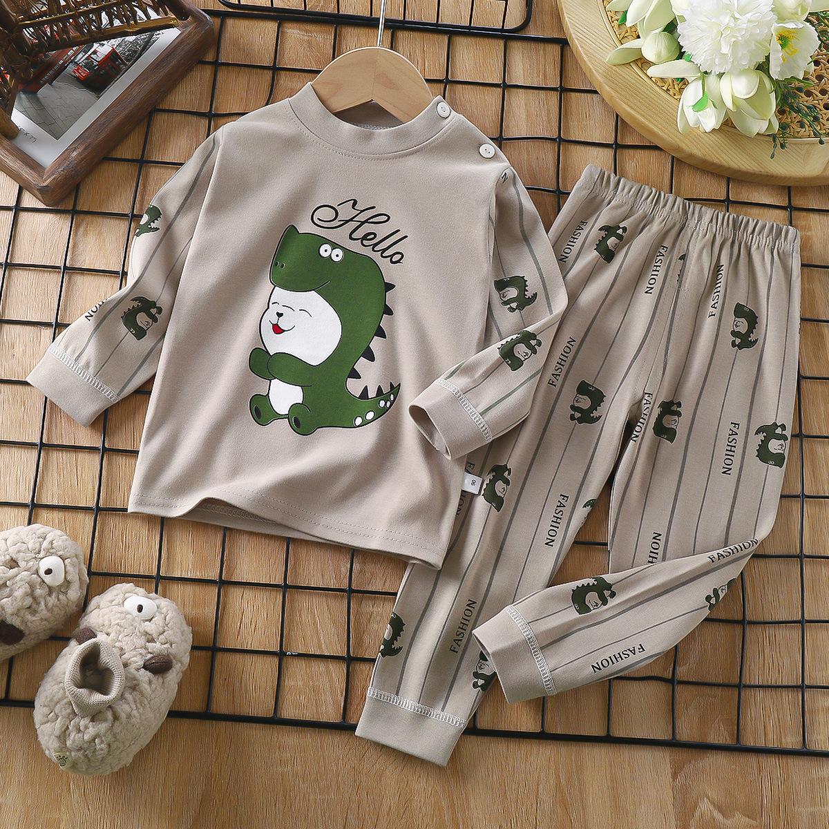 Kids Class A Pure Cotton Thermal Underwear Set Baby Boy Girl Long Sleeve Pajamas Soft Warm Full Cotton Sleepwear 90cm