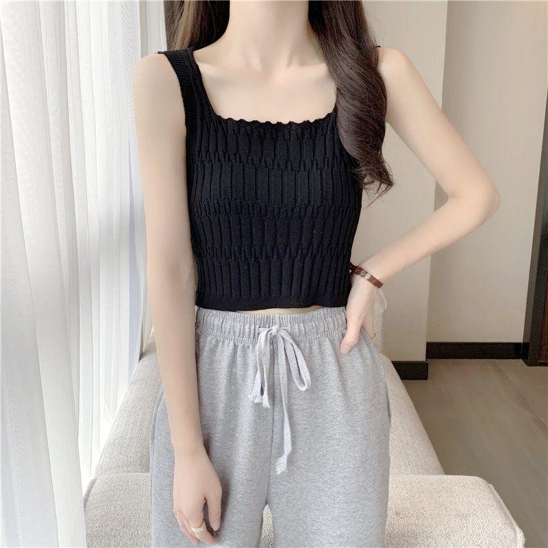 Unique and Chic Camisole Summer Inner Vest Women's Short Top Knitted Strapless Outer Wear