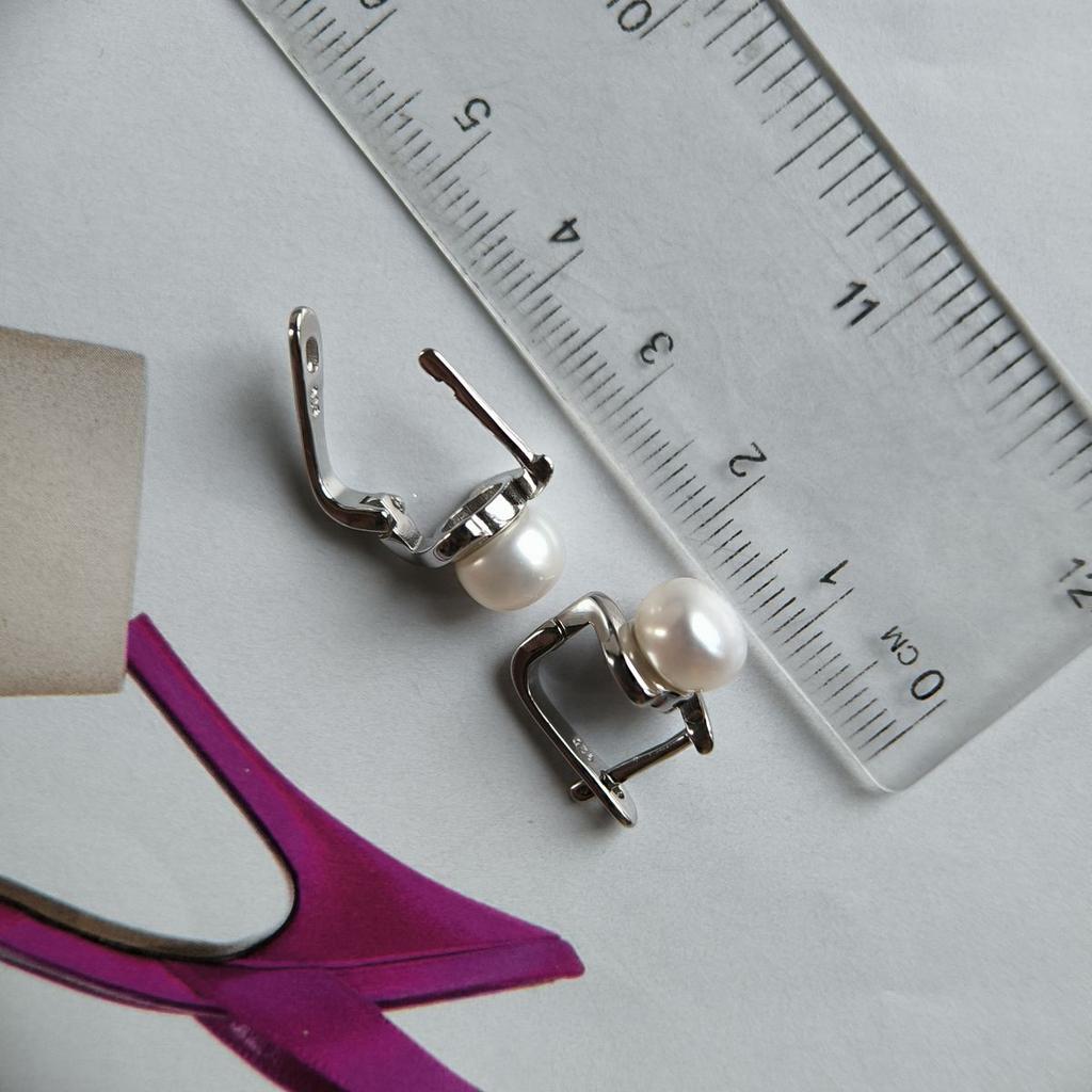 Серебряные серьги с натуральным жемчугом (2187073)