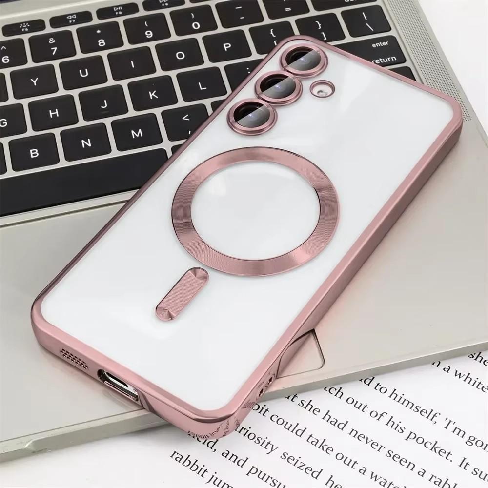 Luxury Plating Glitter Silicone Case For Samsung Galaxy S25 Edge S24 S23 S21 Fe S22 Ultra Plus Magnetic Magsafe Clear Soft Cover