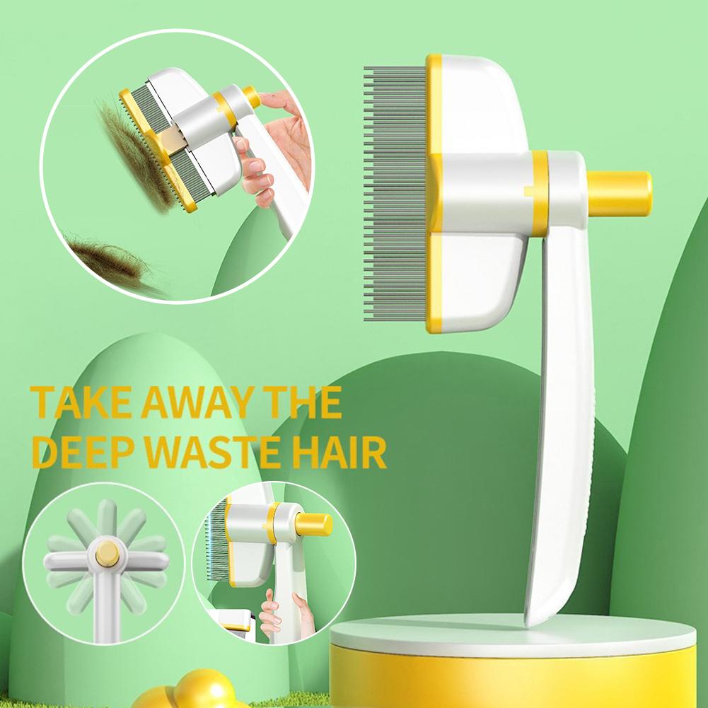 

Effortless Rotating Pet Hair Brush Comb Dematting Tool for Matted Fur Professional Dog Cat Comb Hair Remover New Pet Cat Supplies Long and short needles жовтий