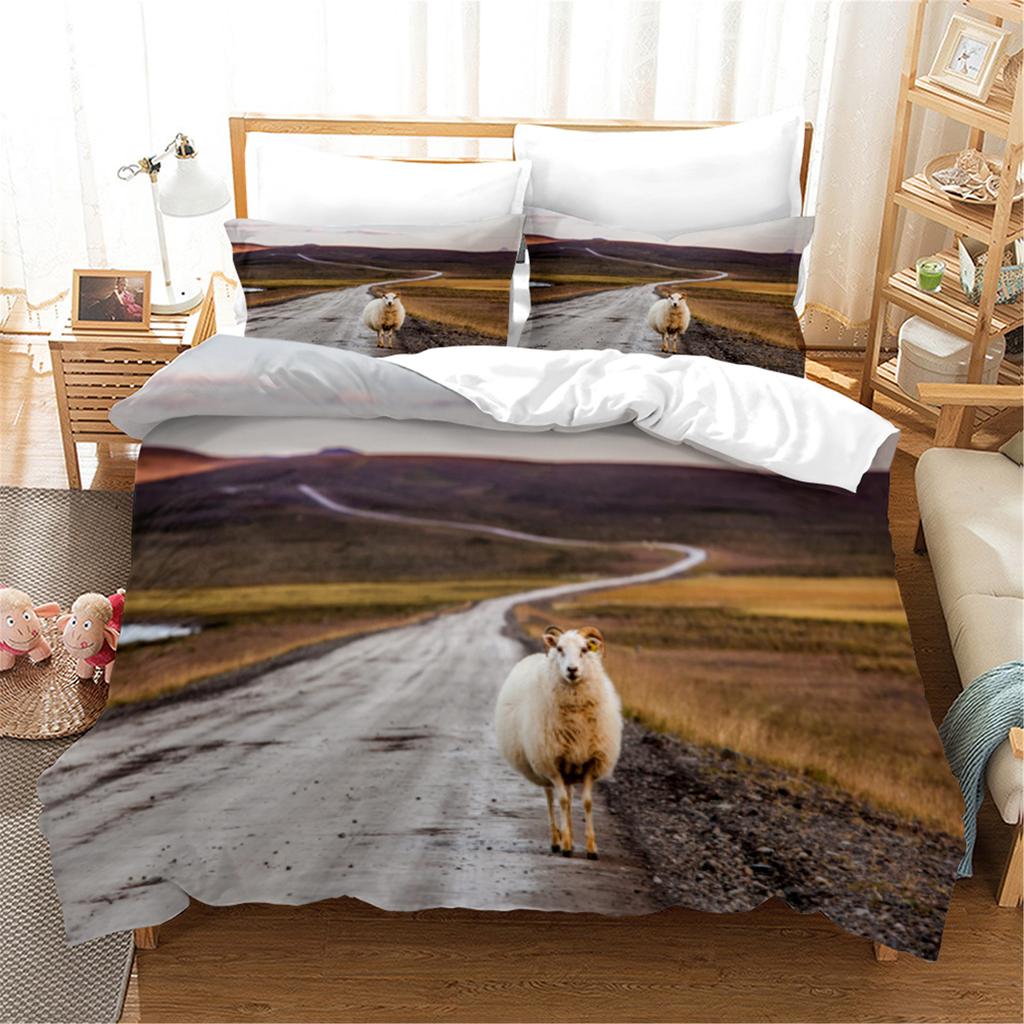 3D Printed Sheep Duvet Cover with Pillow Cover Bedding Set Single Double Twin Full Queen King Size Animal Bed Set Bedroom Decor