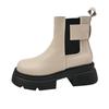 White Chelsea Short Boots Women's Spring and Autumn Thick Heel Cigarette Boots 2025 New British Retro Martin Boots
