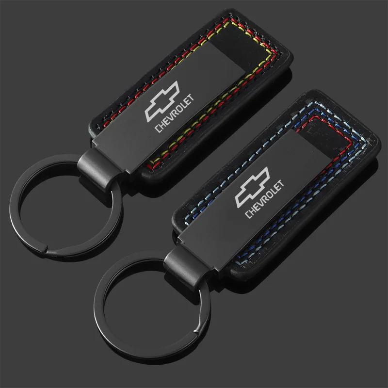 for Chevrolet High-Grade Metal Leather Key Rings Keyrings Car Keychain Blazer IMPALA Cobalt ORLANDO SILVERADO SUBURBAN TRAX BOLT