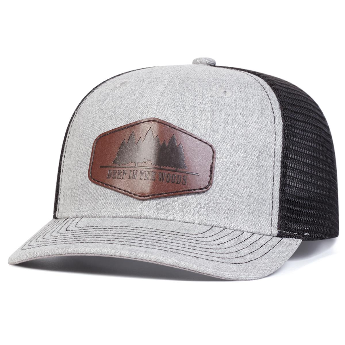 Unisex Tiefe Im Wald Lederetikett Baseball Netzmützen Frühling Und Sommer Outdoor Verstellbar Lässige Hüte Sonnenschutzhut gray