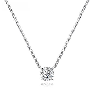 D Color 6.5mm 1CT  Round Cut Moissanite Necklaces For Women S925 Silver Classic Four Claws Pendant Chain Party Fine Jewelry