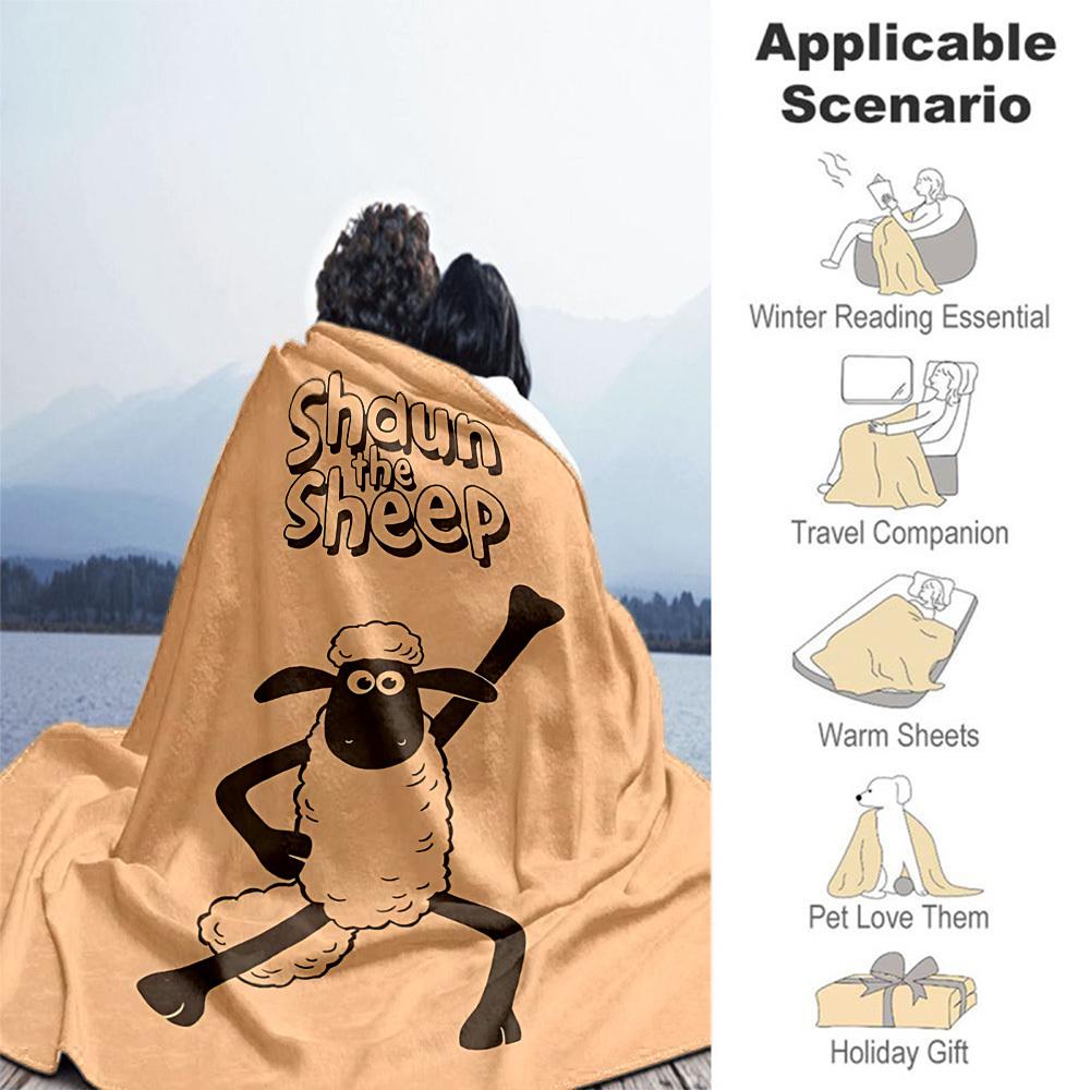 1pc Sheep Shaun Outdoor Blanket Lightweight Flannel, Soft & Warm, All-Season Use for Sofa, Outdoor, Camping, Living Room030
