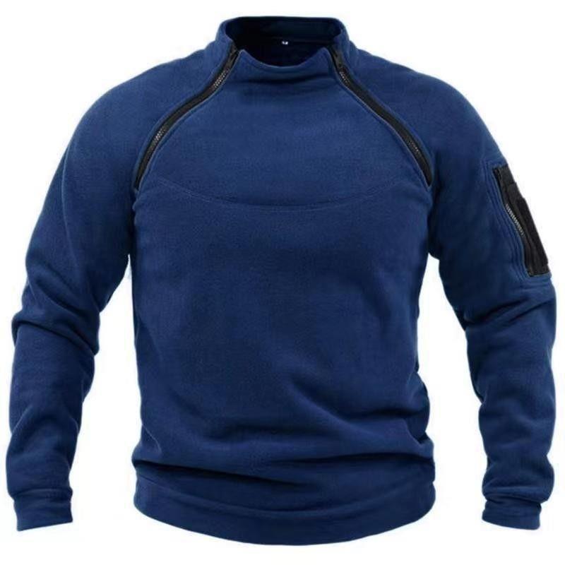 Stehkragen Herrenpullover Hält warm im Herbst und Winter Locker Einfarbig Outdoor-Sport Warm und Atmungsaktiv Taktische Herrenbekleidung