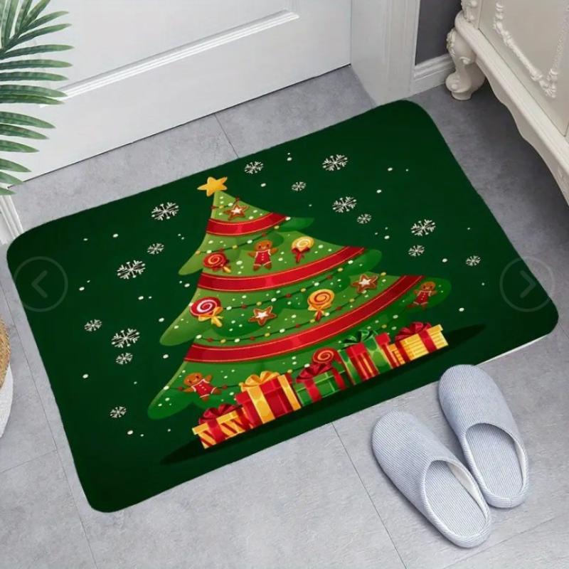 Christmas Themed Door Mat Gingerbread/Santa/gnome Print Floor Mats,Non-Slip Welcome Rugs for Home Entryway & Holiday Decor
