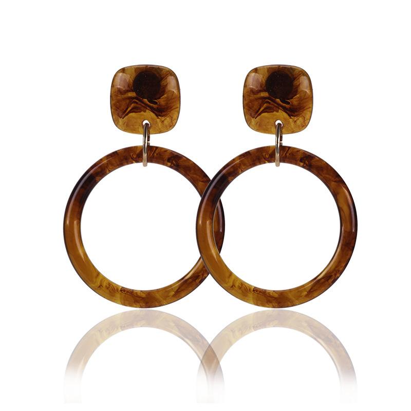 Suijue Day Acrylic Round Leopard Print Earrings Geometric Acetic Acid Version Star Earrings Of The Same Style, Earrings For Women