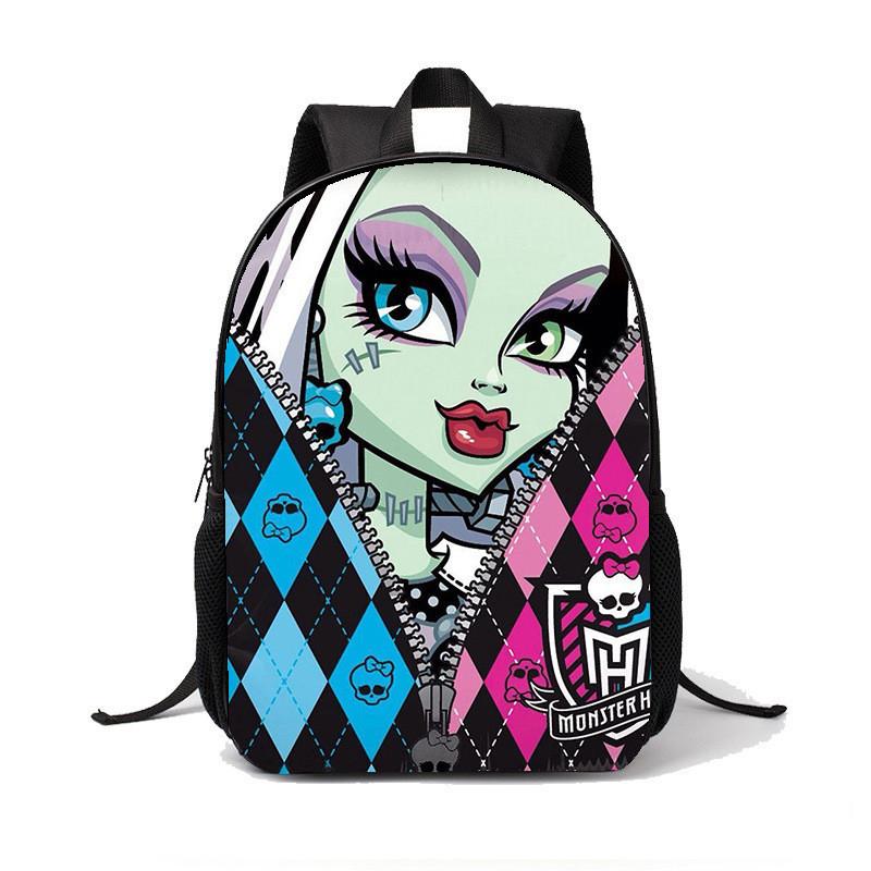 Plecak Szkolny Dla Dziewcząt Chłopców Z Lekkiego Materiału Nylonowego I Nadrukiem Monster High Do Użytku Szkolnego