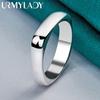 URMYLADY 925 Sterling Silver Smooth Round Square Ring For Women Men Charm Fashion Jewelry