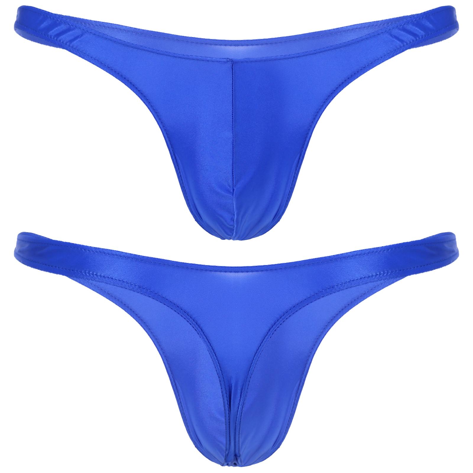 Sxiwei Badkleding Heren Zwempak Glanzend Uitstulping Pouch Strings Mini Bikini Ondergoed Lage Taille Slips Ondergoed Badkleding Badslips Onderbroeken M blauw