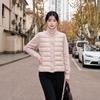 Thin and light stand-up collar down cotton-padded clothes for women's winter new knitted sleeves splicing ribs clip cotton-padded jacket thickened cot