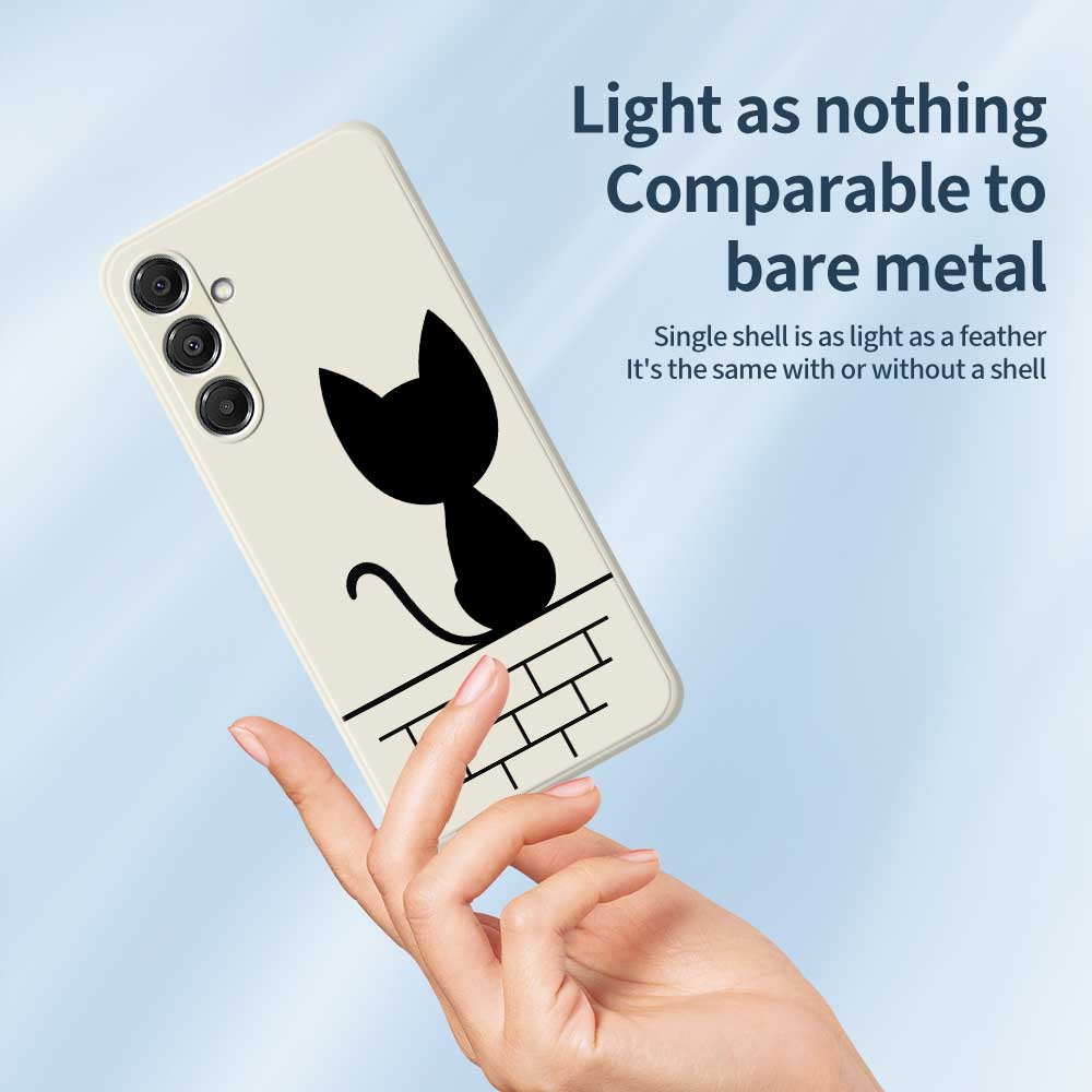 For Samsung Galaxy A16 5G/4G Case Black Cat on the Wall Pattern Printing Straight Edge TPU Phone Back Cover